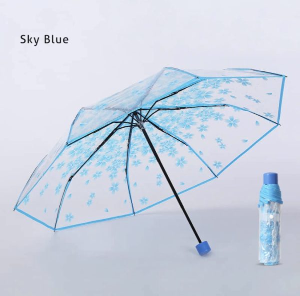 Cherry Blossom Transparent Folding Umbrella - Image 2