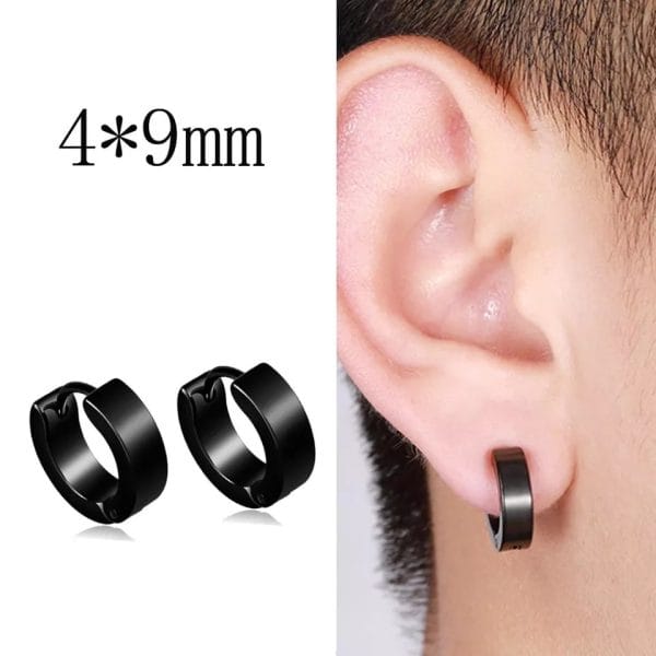 stainless steel mens earrings - Black - Image 2