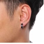 stainless steel mens earrings - Black
