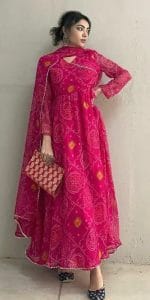 Chunri Screen Print Linen Gown &ndash; 2-Piece Long Kurti Set