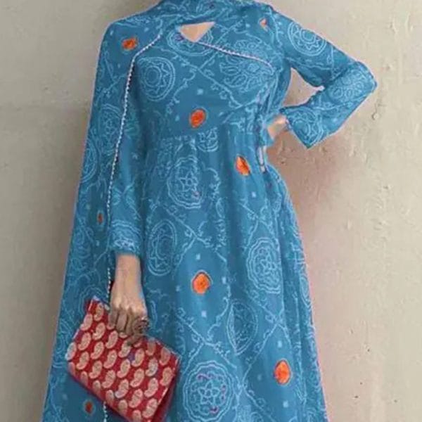 New exclusive designed high quality Chunri Screen Print Gown. - Image 2