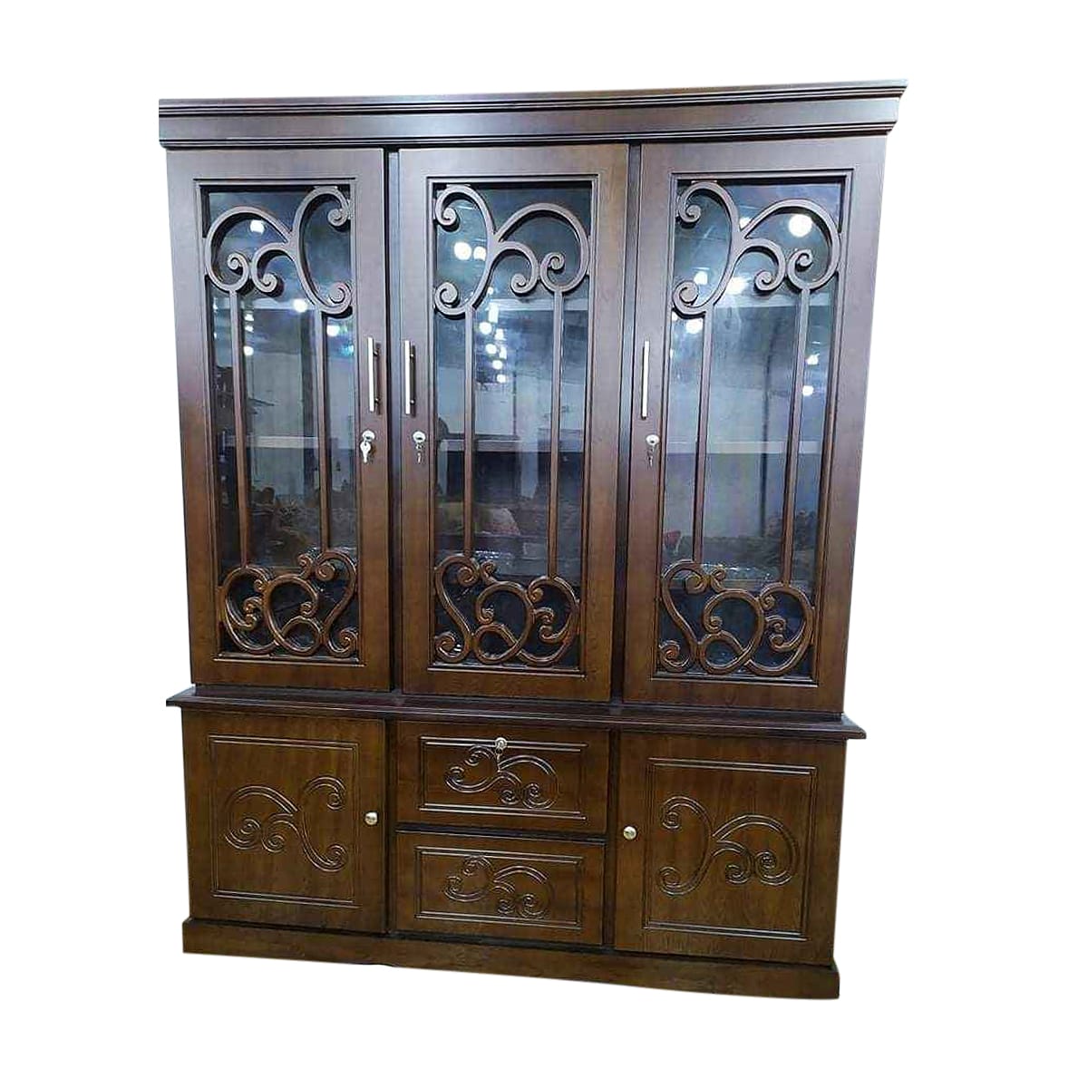 dd31f2cda060764d645347526409d710 3 Palla/ 3 Door Wall Showcase Cabinet (C-0597) ROYALS FURNITURE - Image 1