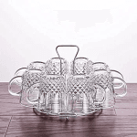 Crystal Clear transparent Beautiful unique design Premium Cup Set 6 Piece / Model N149M Use this transparent tea coffee cup for your tea time.