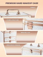 Qislee Makeup Box with Drawer and A Detachable Lighted Mirror, Waterproof Travel Train Case, Cosmetic Organizer and Makeup - Image 3