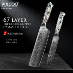 Professional Damascus Steel Kitchen Knife Meat Cleaver Kitchen Cutting Tools Exquisite Abalone Shell Handle with Gift Box