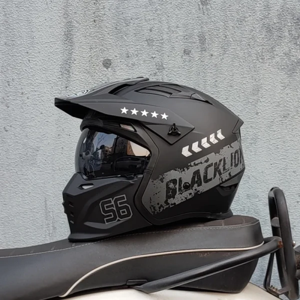 ORZ Motorcycle Helmet Vintage Casque Moto Black Warrior Combination Helmet Full Half Helmet Cruising Cascos Motorcross Capacetes - Image 3