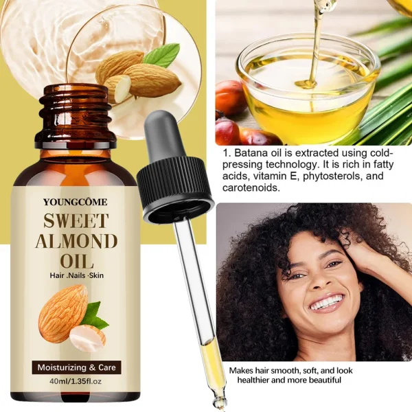 40/60ml Pure Natural Almond Essential Oil Moisturizing Skin Face Hair Care Massage Diffuser Oil - Image 3