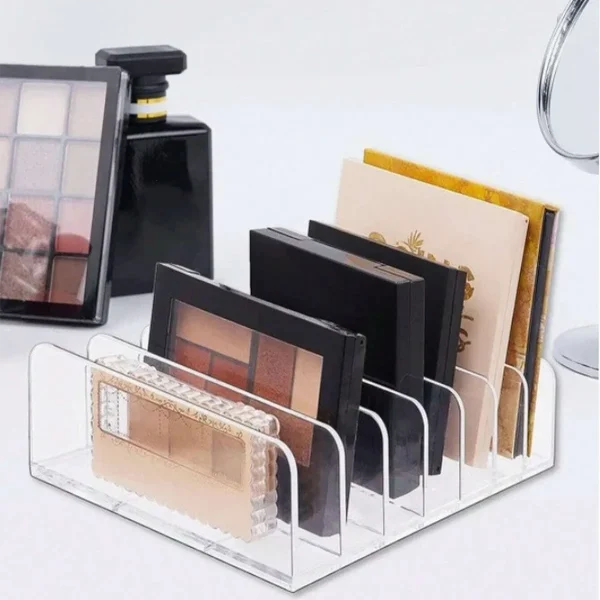 7-Compartment Transparent Makeup Organizer for Eyeshadow Palette and Cosmetics, Vanity Table and Bathroom Countertop Storage Box - Image 3