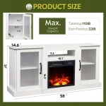Fireplace TV Stand for 65" TV, Entertainment Center with 18 Inch Electric Fireplace, TV Console with Open Shelves for Livi - Image 3