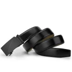 Leather belt men High Quality Genuine Leather Belts, Automatic Buckle Belt, Adjustable No Hole Belt Jeans Belt for Men - Image 2