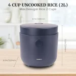 Hakka Low Carb Rice Cooker 7 Functions Desuger Rice Pot 4 Cups Uncooked Rice with Stainless Steel Steamer MINI Smart Cooker Non - Image 2
