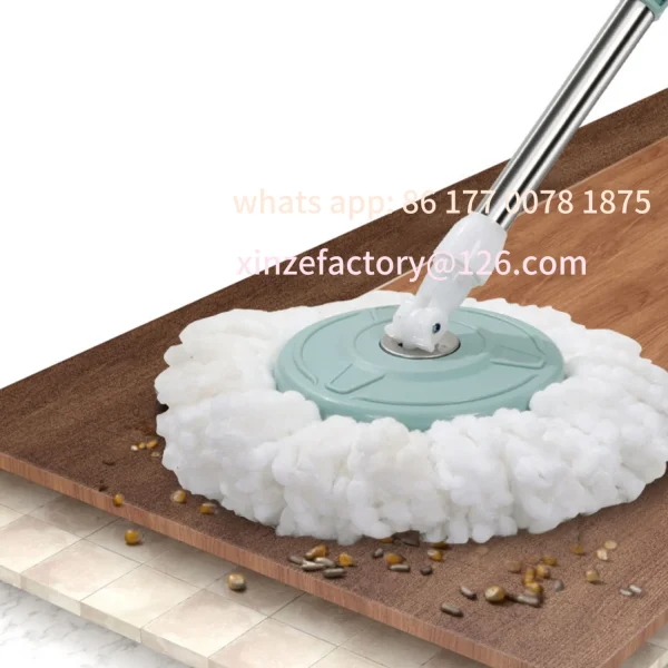 Customizable 360 ° Water Throwing Mop Double Drive Lazy Mop Barrel Rotating Stainless Steel Mop Drying Drum with Wringer - Image 3