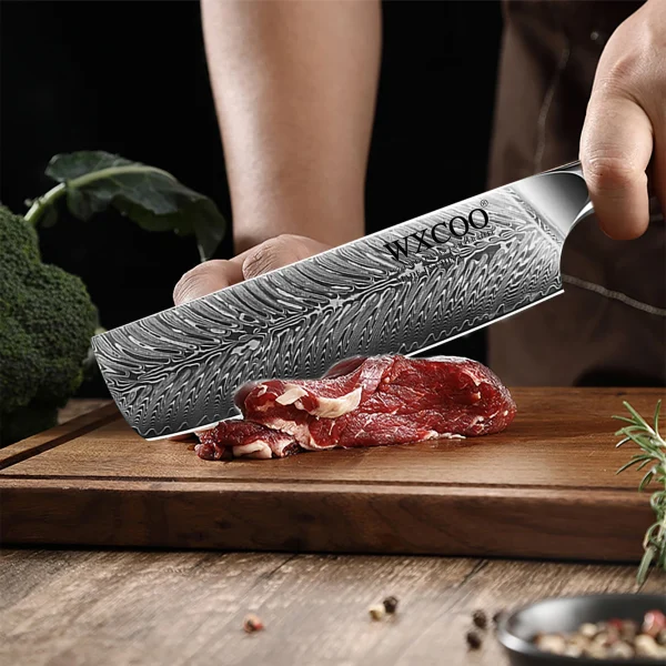 Professional Damascus Steel Kitchen Knife Meat Cleaver Kitchen Cutting Tools Exquisite Abalone Shell Handle with Gift Box - Image 3