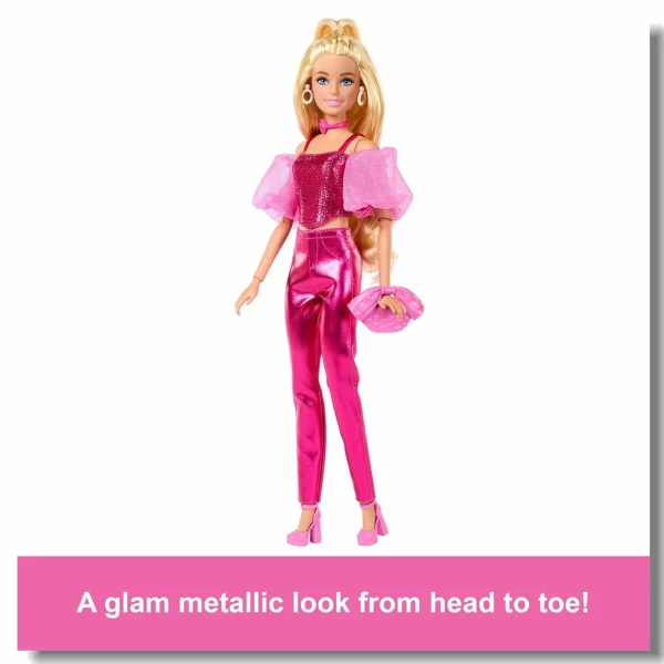 Original Barbie Dolls Deluxe Style 1/6 Toys for Girls Rose necklace Bow shaped handbag Pink pants Blue sunglasses fashion woman - Image 3