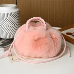 Women's Crossbody Pumpkin Plush Bag Cute Tote Bags Autumn Winter Fashion Solid Color Handbag Travel Shoulder Bags - Image 3