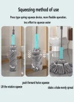 Household Retractable Self-Tightening Mop Microfiber Mop Dry And Wet Cleaning Mop Stainless Steel Handle Household Cleaning Tool - Image 3