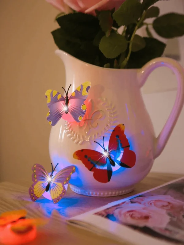 12pcs Random Plastic Creative Butterfly Decoration Home 3D Night Light Wall Stickers Christmas Festival Home Decoration - Image 3