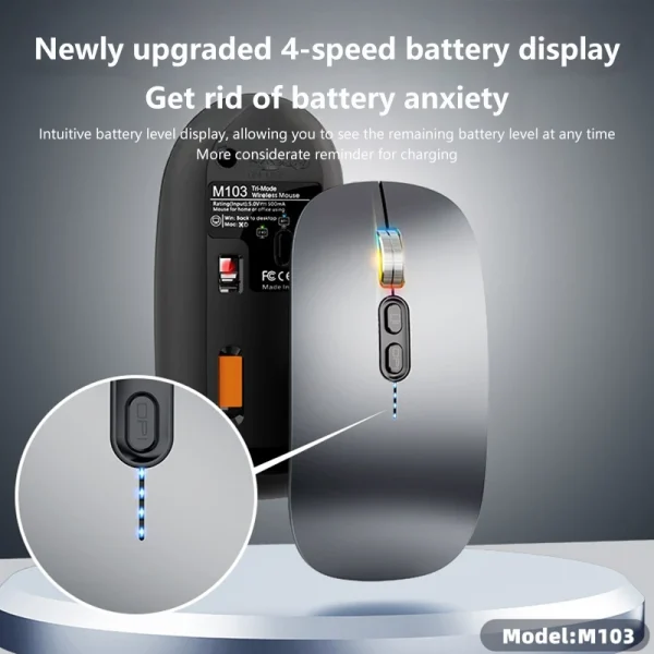 Xiaomi Bluetooth Wireless Dual-Mode Mouse Type-C Charging Portable Silent Mouse Built-in LED Colour Lights Office Universal - Image 3