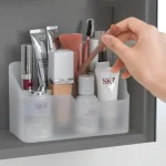 1 piece desktop storage box, cosmetic box, plastic compartments with LIDS, mask box, dressing table organization box - Image 2