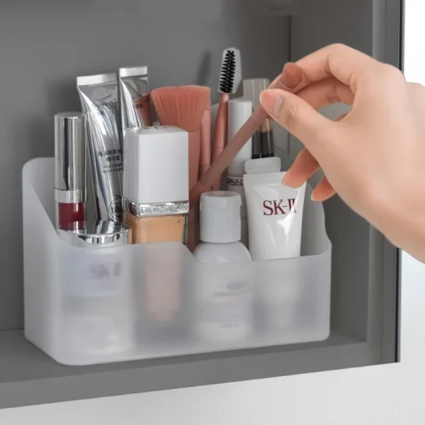 1 piece desktop storage box, cosmetic box, plastic compartments with LIDS, mask box, dressing table organization box - Image 2