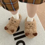 New winter cartoon fun peanut warm plush slippers indoor fashion casual comfortable non-slip household cotton shoes - Image 3