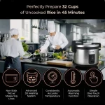Commercial Stainless Steel Rice Cooker - Professional 64 Cup Cooked 32 Cup Uncooked Rice Maker Cooker With Non Stick Pot Hinged - Image 2