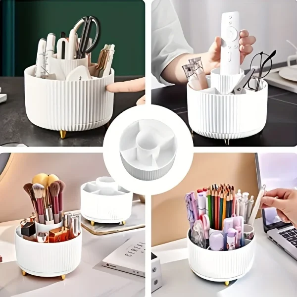 Rotatable Makeup Desktop Cosmetic Storage Box Organizer Large Capacity For Bathroom Portable Lipstick Makeup Brush Pen Holder - Image 3
