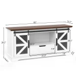 Modern TV Cabinet for TVs up to 60’’, Entertainment Center w/1 Drawer & 2 Storage Cabinets, Large Media Console Cabinet - Image 3