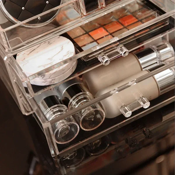 Acrylic Cosmetics Storage Case Four Drawer Type Transparent Cosmetics Box Large Size Manicure Makeup Organizer Display Case - Image 4