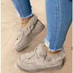 Solid Color Furry Females Feetwear Women Winter Cotton Shoes Plush Warm Snow Boots Ladies Casual Flat Short Boots 2023 - Image 4