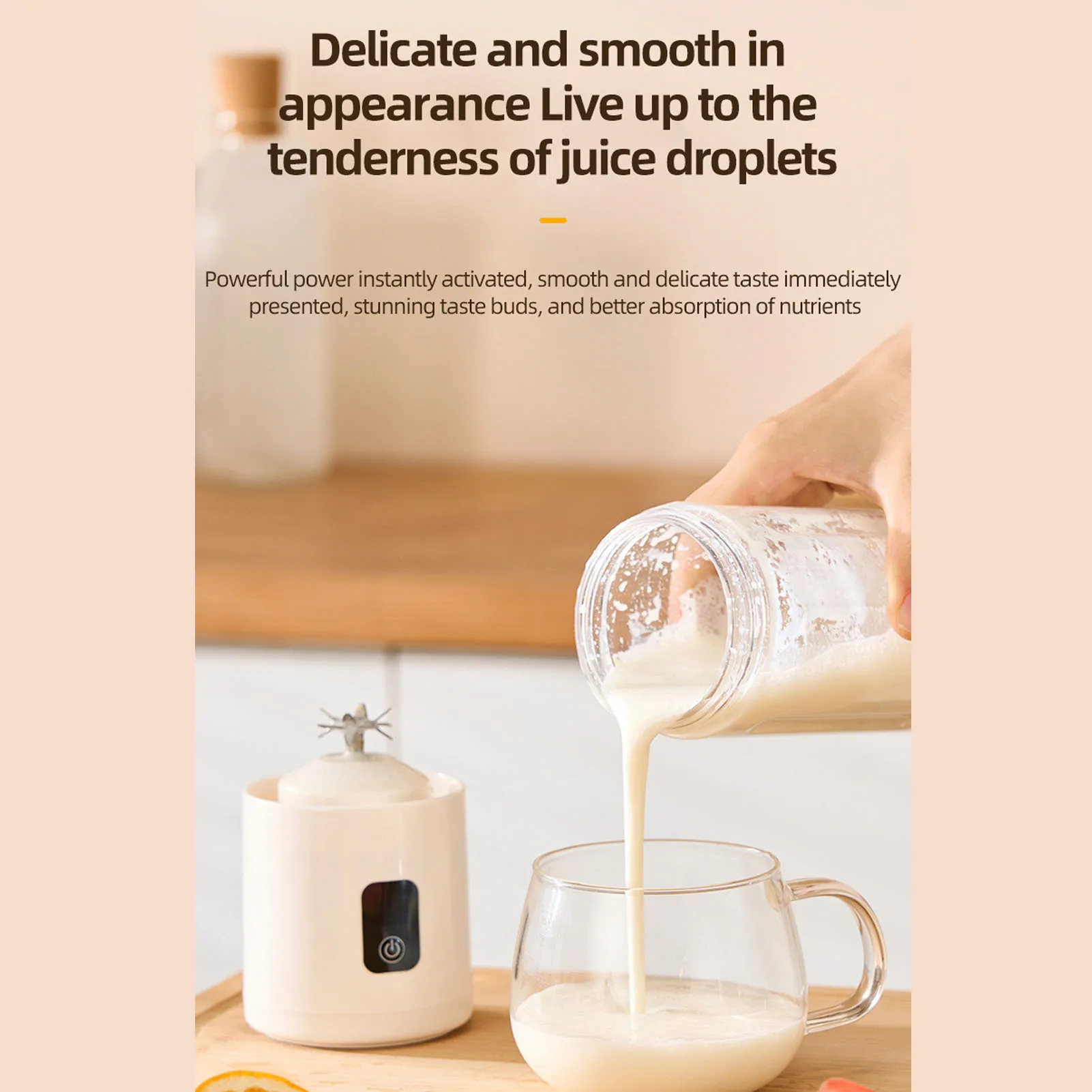 kf-S865cdcd050ba497ba481883baeb47840l Portable Blender Cup Rechargeable Electric USB Juicer Mini Blender 500ml Large Capacity with 1500mAh Battery for Fruit Smoothies - Image 1