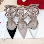 Women's Gladiator sandals Summer Black luxury Woman shoes Rivet High-heeled Three Straps Ankle Fashion Designer Ladies Shoes - Image 4