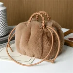 Women's Crossbody Pumpkin Plush Bag Cute Tote Bags Autumn Winter Fashion Solid Color Handbag Travel Shoulder Bags - Image 2