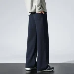 Winter Men's Wide Leg Pants 65% Cotton Velvet Lined Straight Sweatpants Solid Color Long Baggy Trousers for Outdoor Wear - Image 2