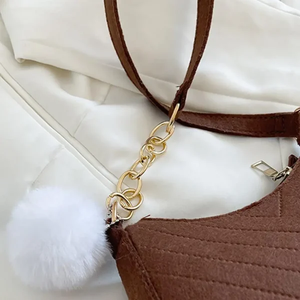 Mini Women Shoulder Bags Fashion Felt Women's Bag Design Advanced Underarm Handbags Mini Saddle Bag - Image 2