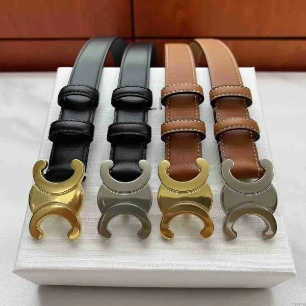 Celiness Designer Belt Genuine Leather on Sale Cintura Women Triomphe Belts Formal Shiny Golden Silver Buckle Width 2.5cm 1.8cm - Image 3