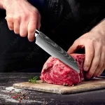 Laser Damascus Kitchen Knife Cleaver Meat Fruit Bread Knife Barbecue Boning Knife Cut Chicken Convenient Scissors Kitchen Knives - Image 3