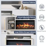 68" TV Cabinet with 36" Electric Fireplace Heater with Sound, Entertainment Center for TVs Up to 75", Console Table with Storage - Image 2