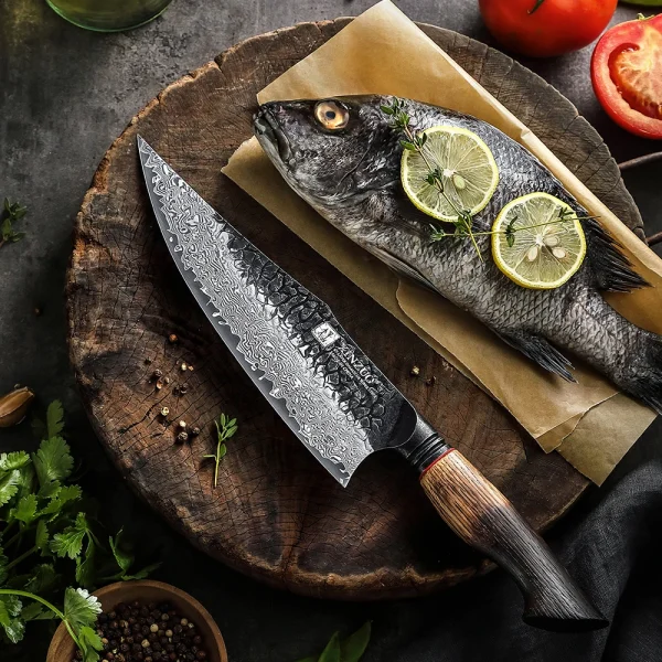 XINZUO 8.6 Inches Chef Knife 10Cr15CoMo Core Damascus Steel Core Hardness 60±2HRC Durable And Sharp Innovative Handle Design - Image 3
