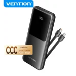 Vention CCC 22.5w 10000mAh Power Bank Built-in USB-C Cable Portable Fast Charger for iPhone Spare Battery 3C Certified Powerbank
