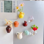 Cute Ceramic Vase Magnetic Sticker Succulent Pot Refrigerator Magnet Non-Slip Easy Install Home Decor Versatile Design