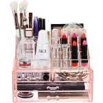 Pink Jewelry Cosmetic Storage Display Boxes Two Pieces Set Organizer Makeup Holder for Vanity SpaceSaving Organization Solution - Image 3