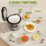 20 Cup Cooked 10 Cup Uncooked Rice Cooker with 8 Functions for Healthy Cooking Featuring Stainless Steel Pot Removable Inner Co - Image 2