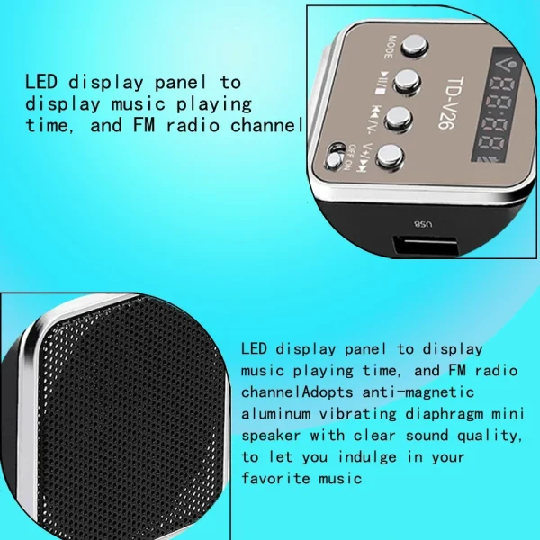 Mini Radio FM Bluetooth Speaker Portable Small Wireless Music Sound Box Bocina Mp3 Player Coluna Column Blootooth Caixa De Som - Image 2