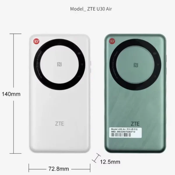 ZTE 5G Pocket WiFi U30 Air 4500mAh Type-C 867Mbps 2.4/5GHz Dual Band Portable Hotspot 5G 4G LTE Sim Card Mobile Router - Image 2
