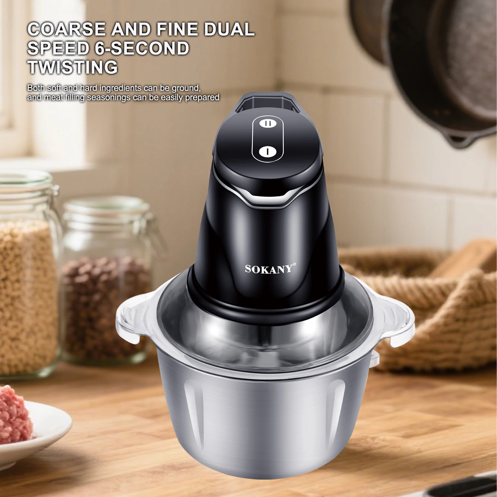 kf-Sbcb87ce4fb3a4d2aa0ede1e530cba631n SOKANY7020 Meat Grinder, Electric Cooking Machine, Vegetable Chopper and Garlic Mincer, Garlic Paste Wizard, 2-Liter Large Capac - Image 1