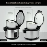 Commercial Stainless Steel Rice Cooker - Professional 64 Cup Cooked 32 Cup Uncooked Rice Maker Cooker With Non Stick Pot Hinged - Image 3