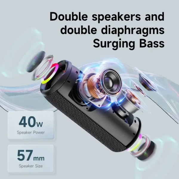 Zealot-S49PRO Portable Bluetooth Speaker 20W IPX6 Waterproof Powerful Sound Box Bass Boost Dual Pairing True Wireless Speaker - Image 3
