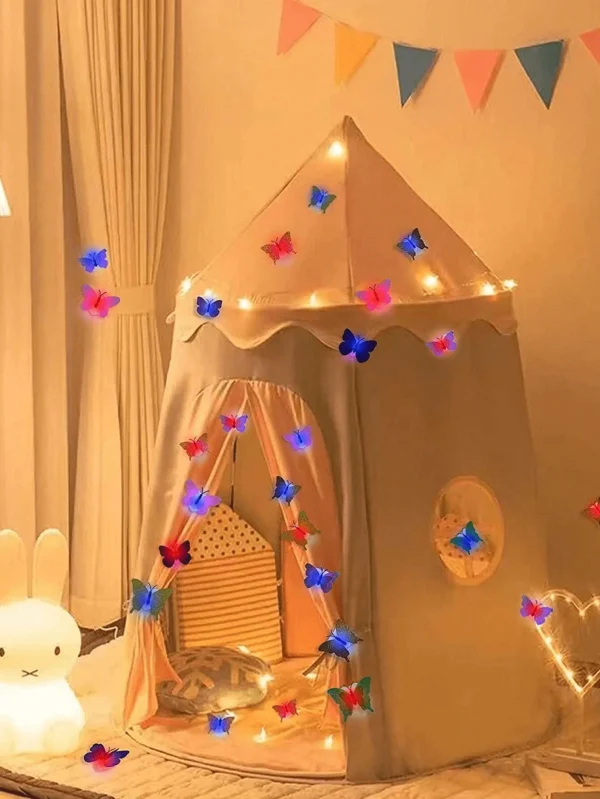 12pcs Random Plastic Creative Butterfly Decoration Home 3D Night Light Wall Stickers Christmas Festival Home Decoration - Image 2