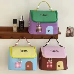 Fashion Colorful Patchwork Small House Portable Large Capacity Cute Travel Cosmetic Bag Women’s Handbag Toiletry Makeup Bag - Image 3